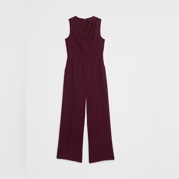 Banana Republic Cowl Neck Jumpsuit Burgundy - Picture 2 of 4